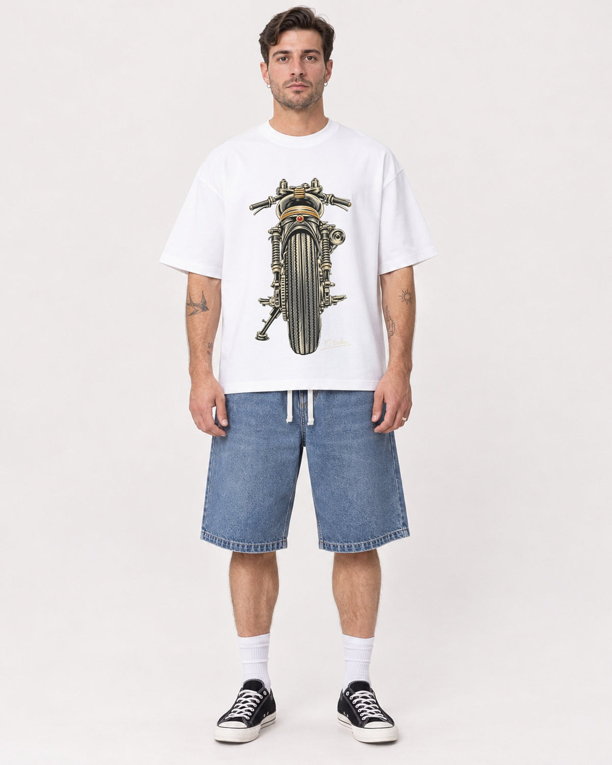 Mockup Boxy Heavyweight Tee White male full-body 48