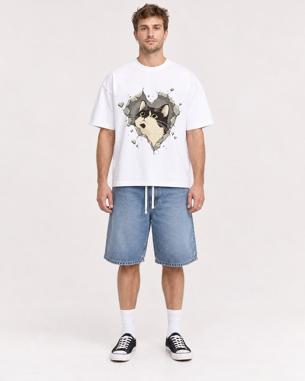 Mockup Boxy Heavyweight Tee White male full-body 08