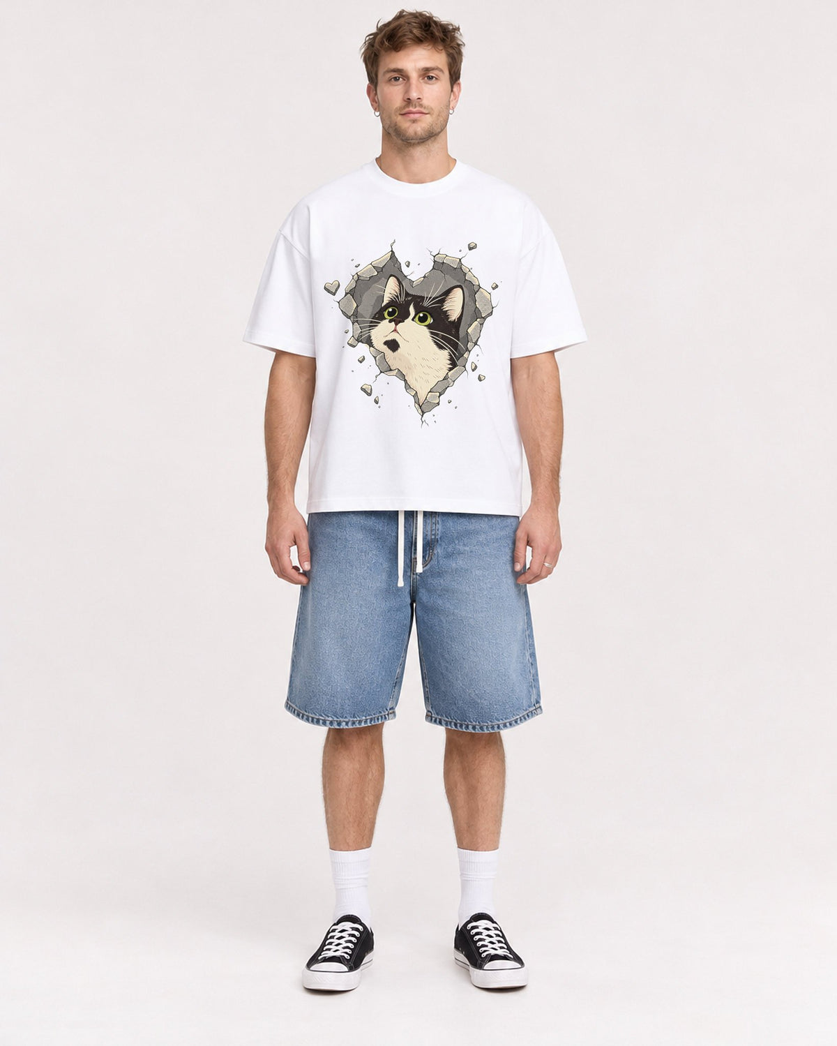 Mockup Boxy Heavyweight Tee White male full-body 08