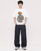 Mockup Boxy Heavyweight Tee White male full-body 01