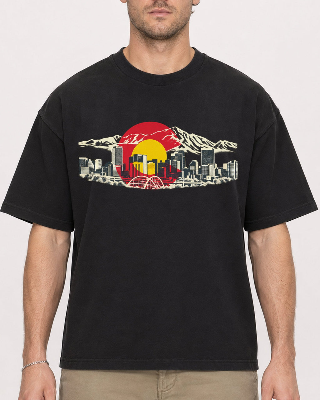 Mockup Boxy Heavyweight Tee Black male close-up 08