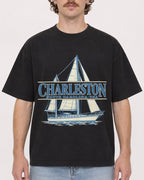 Mockup Boxy Heavyweight Tee Black male close-up 09