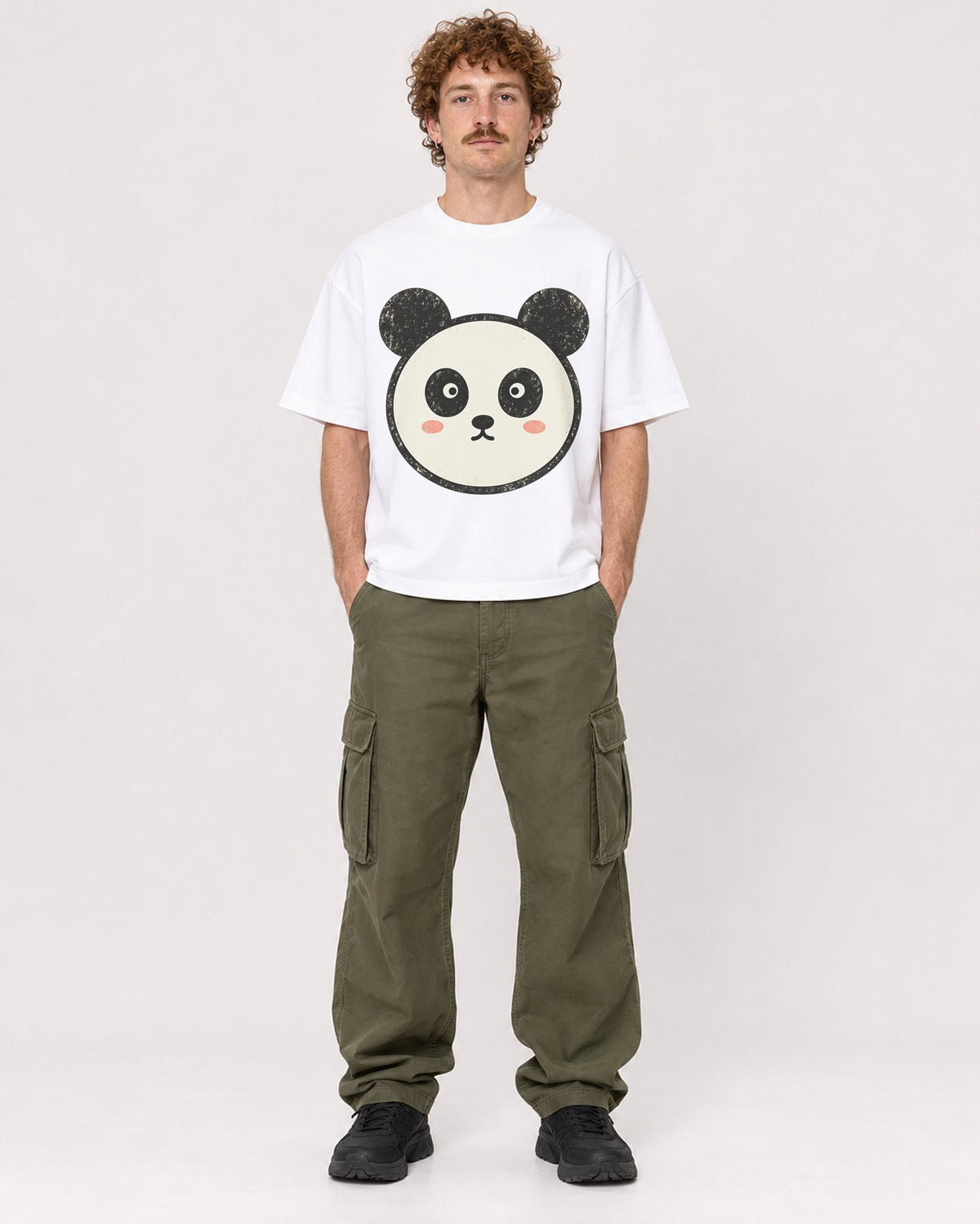 Mockup Boxy Heavyweight Tee White male full-body 09