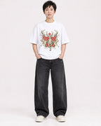 Mockup Boxy Heavyweight Tee White female full-body 23