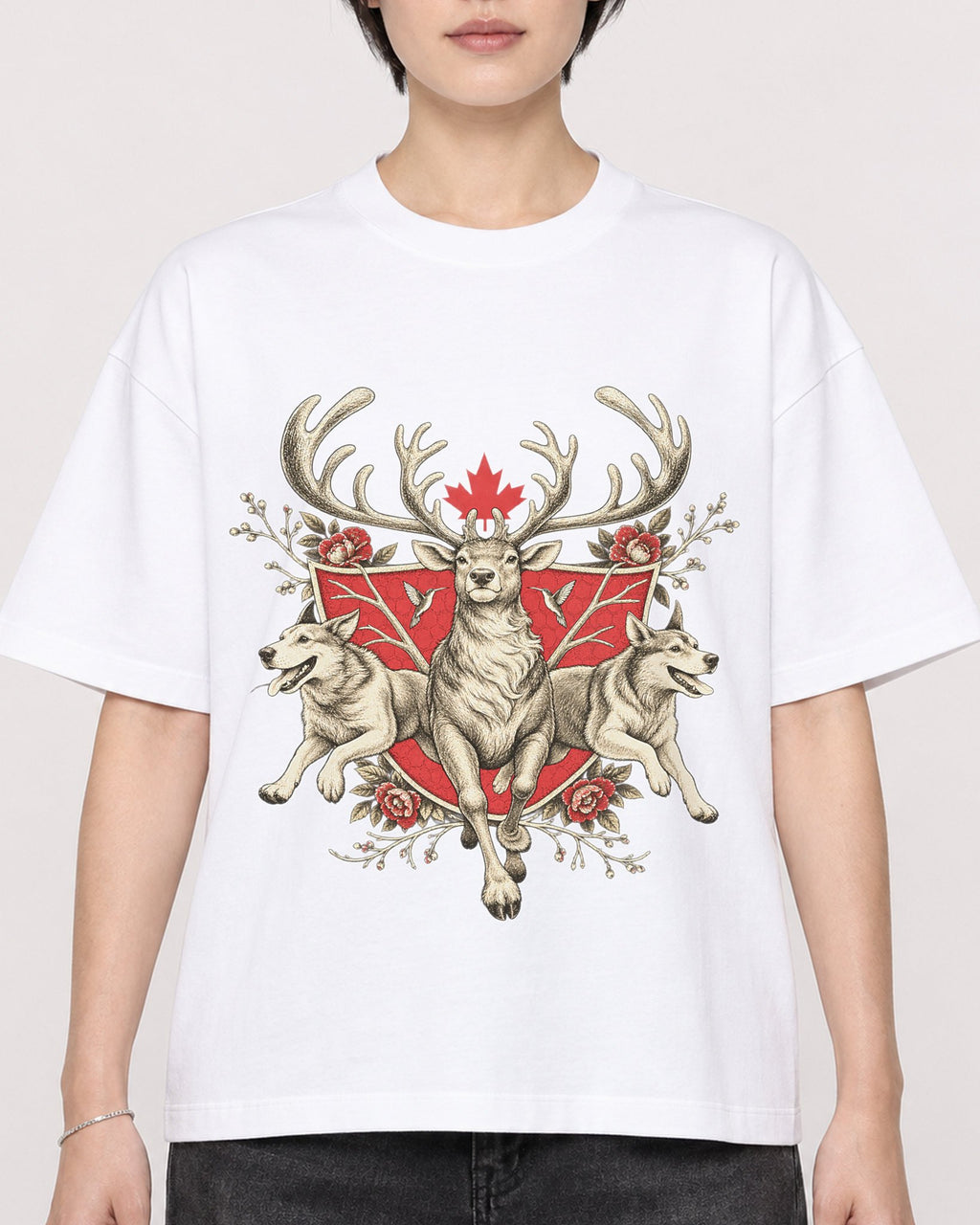 Mockup Boxy Heavyweight Tee White female close-up 23
