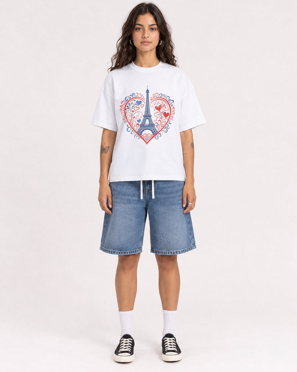 Mockup Boxy Heavyweight Tee White female full-body 06