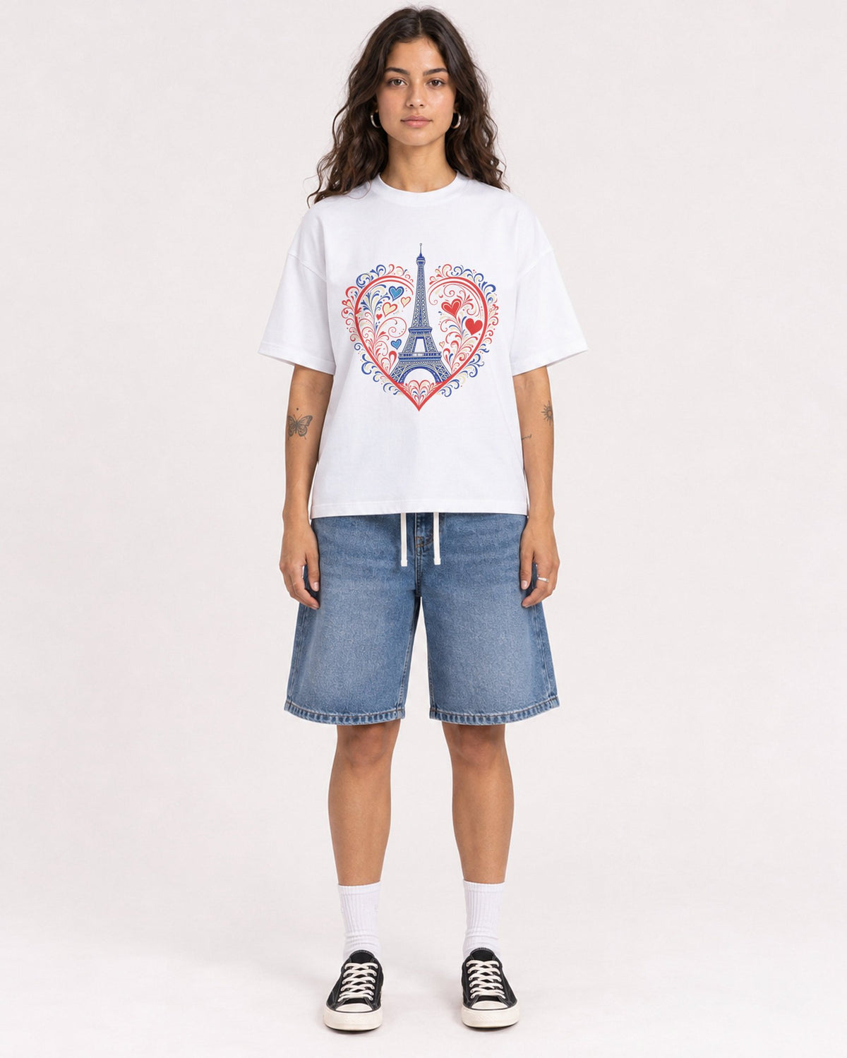 Mockup Boxy Heavyweight Tee White female full-body 06