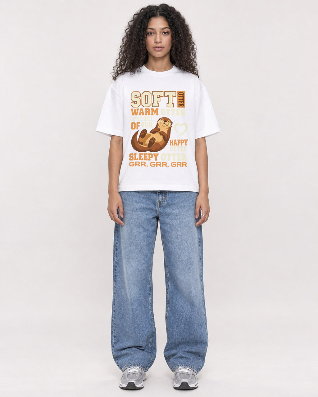 Mockup Boxy Heavyweight Tee White female full-body 10