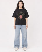 Mockup Boxy Heavyweight Tee Black female full-body 03