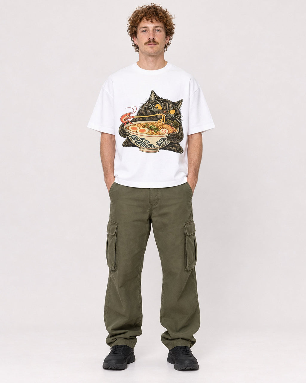 Mockup Boxy Heavyweight Tee White male full-body 09