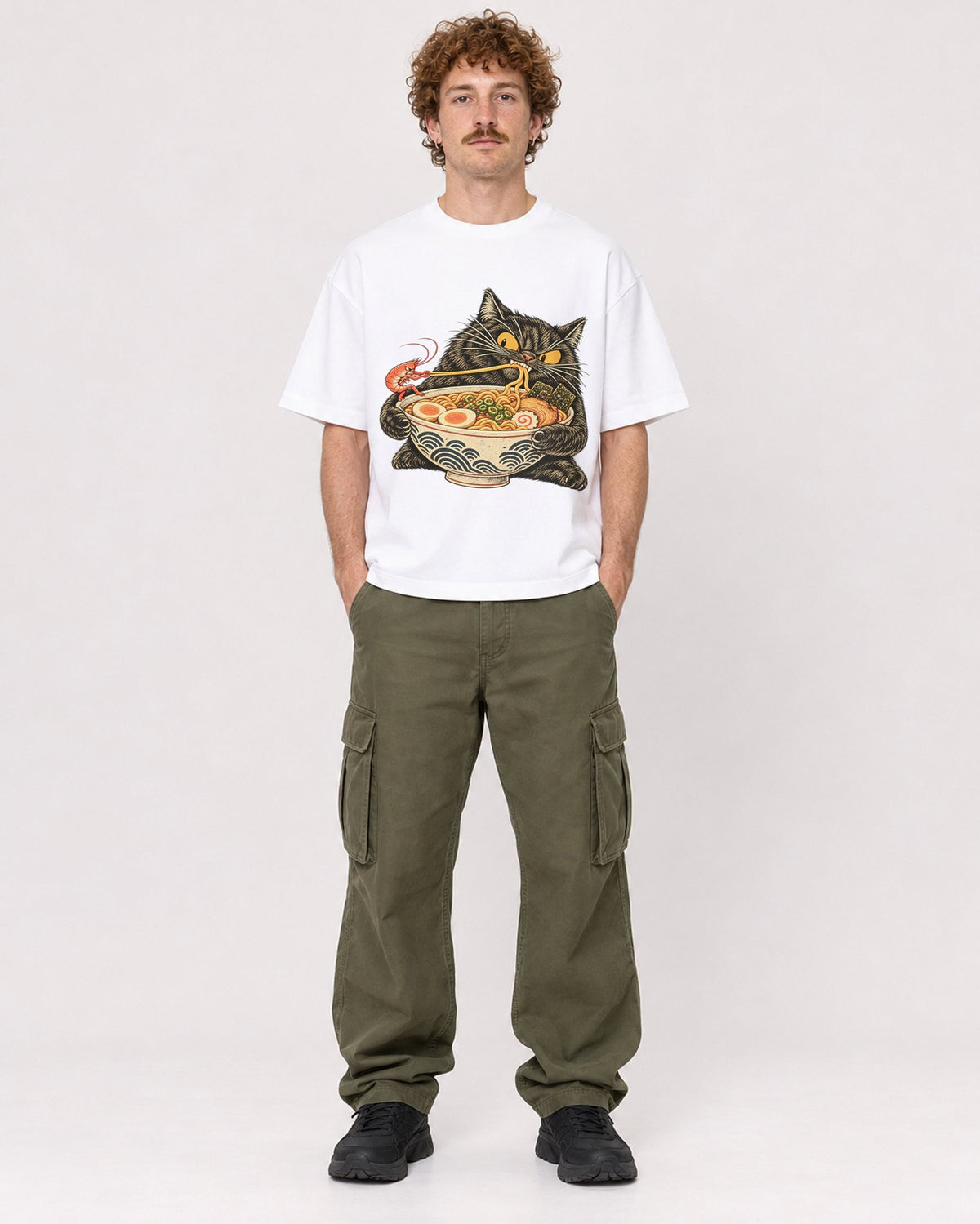 Mockup Boxy Heavyweight Tee White male full-body 09