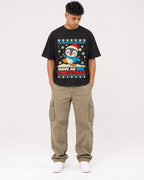 Mockup Boxy Heavyweight Tee Black male full-body 16