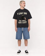 Mockup Boxy Heavyweight Tee Black male full-body 39