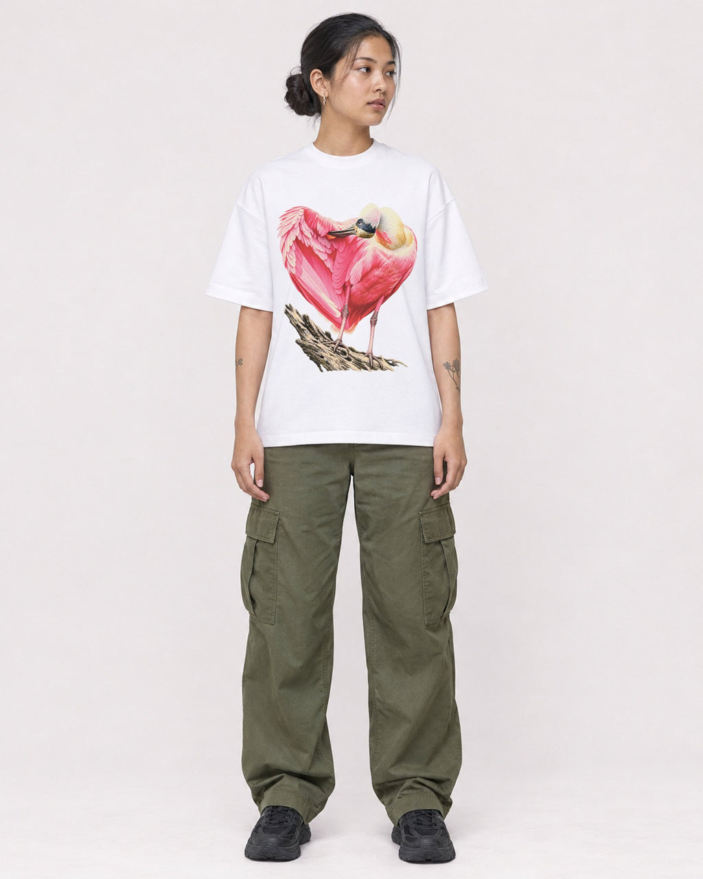 Mockup Boxy Heavyweight Tee White female full-body 12