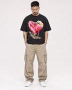 Mockup Boxy Heavyweight Tee Black male full-body 12