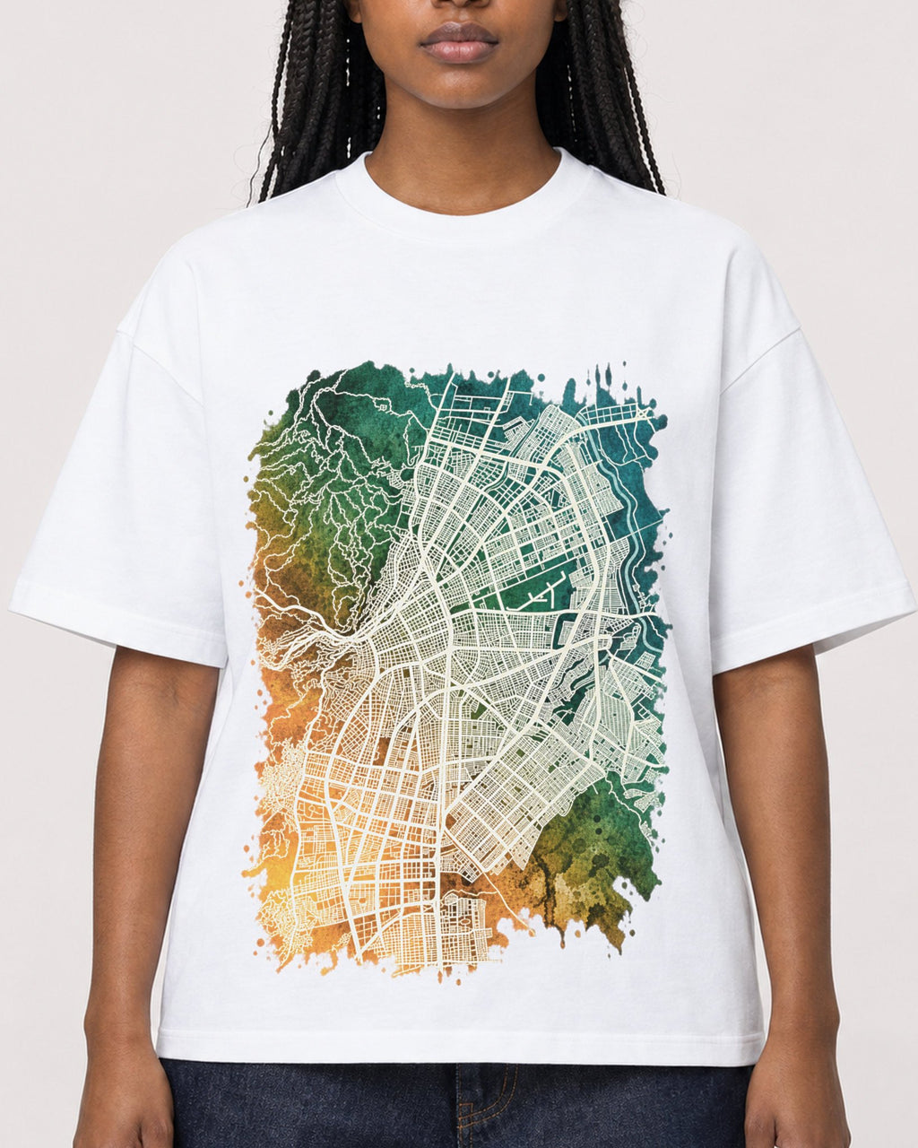 Mockup Boxy Heavyweight Tee White female close-up 04