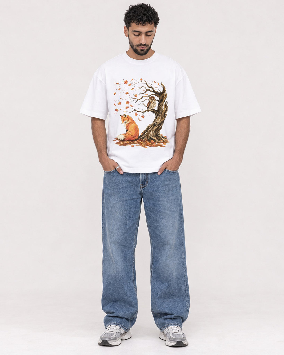 Mockup Boxy Heavyweight Tee White male full-body 27