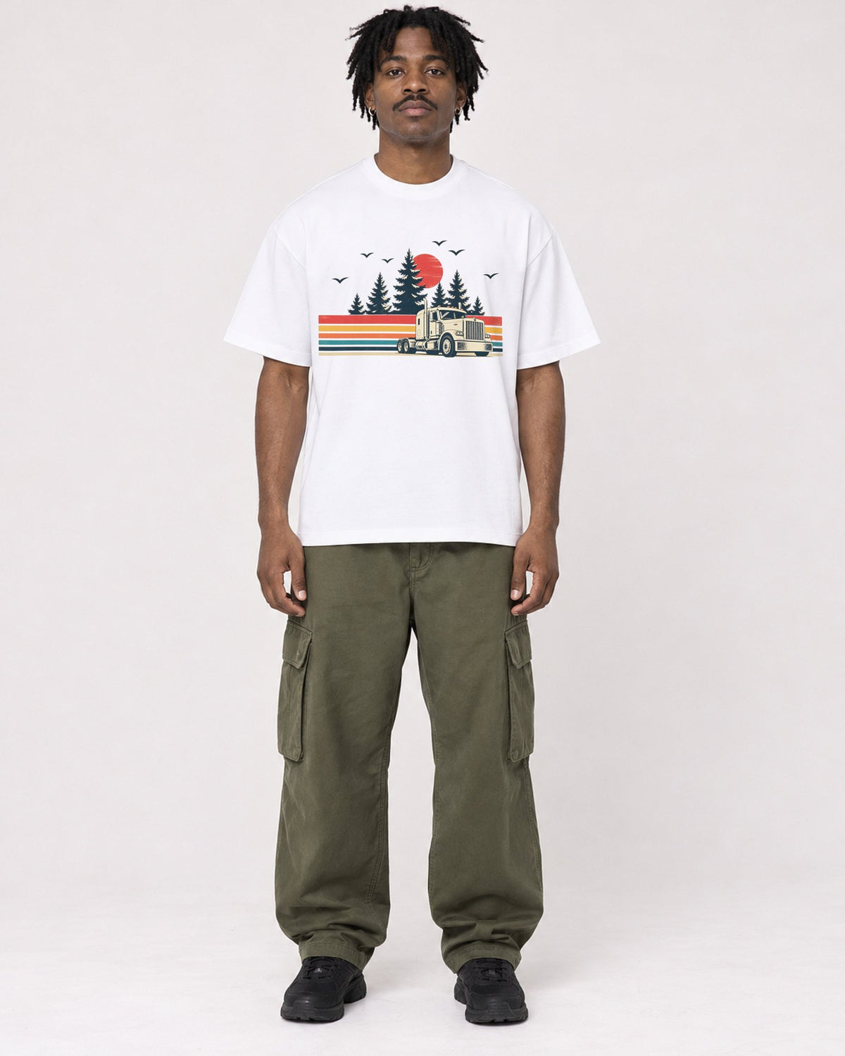Mockup Boxy Heavyweight Tee White male full-body 04