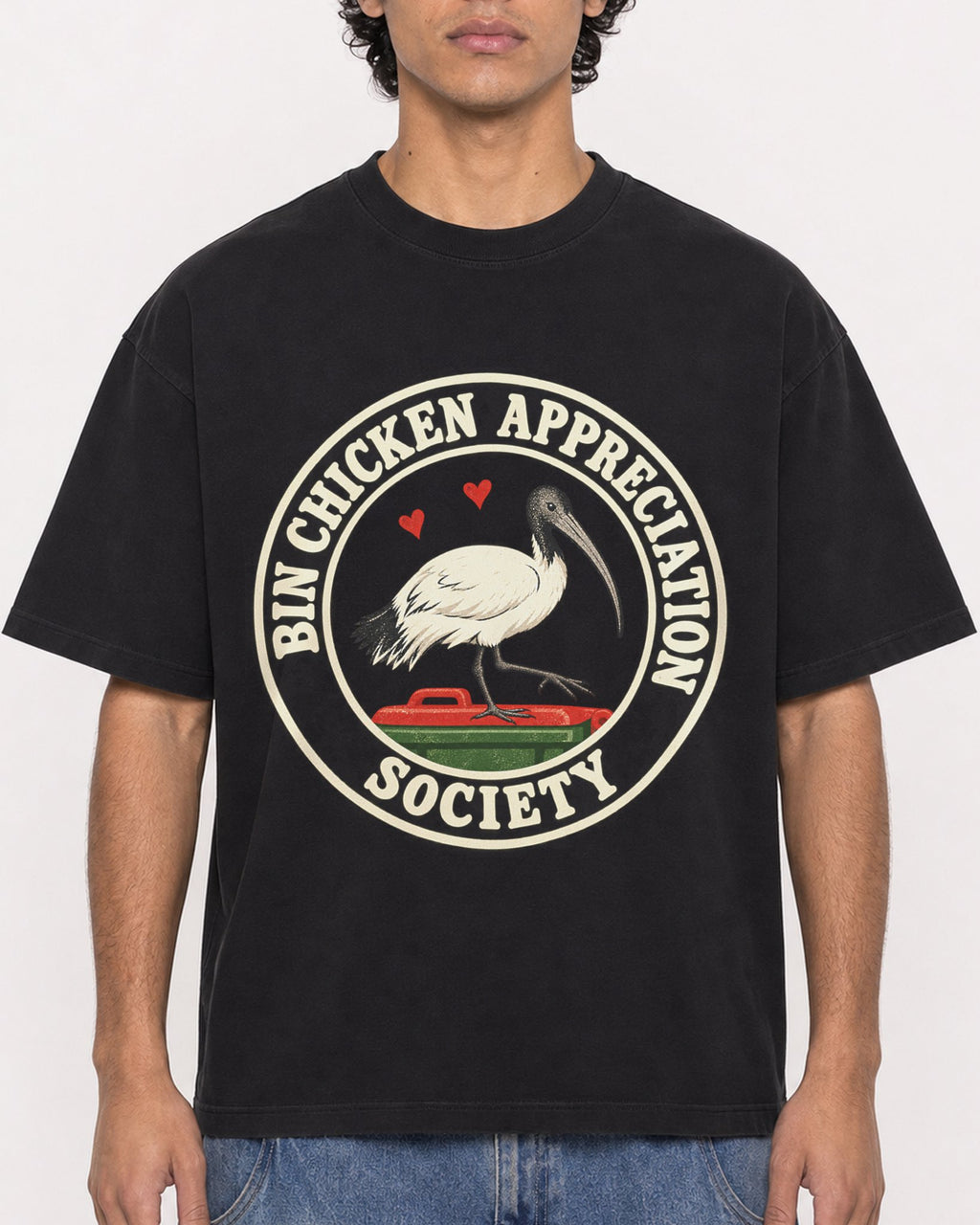Mockup Boxy Heavyweight Tee Black male close-up 26