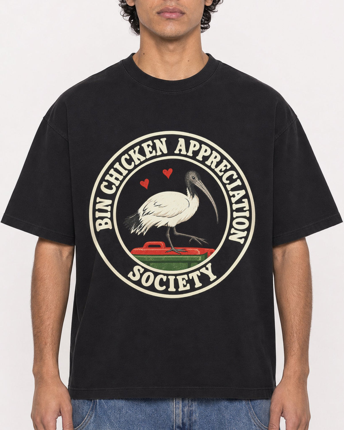 Mockup Boxy Heavyweight Tee Black male close-up 26