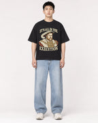 Mockup Boxy Heavyweight Tee Black male full-body 21