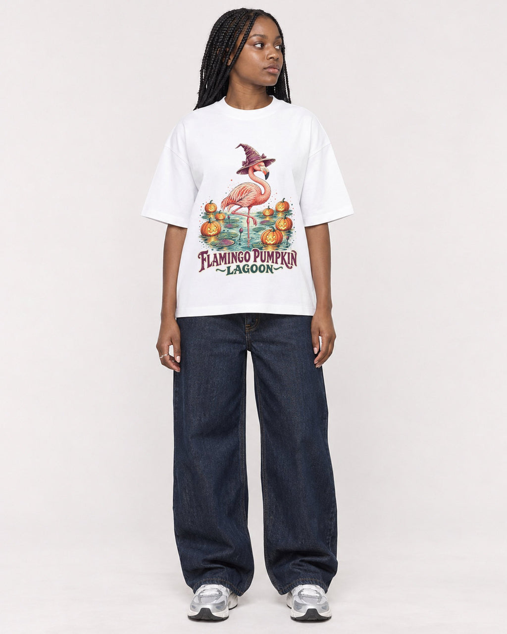 Mockup Boxy Heavyweight Tee White female full-body 04