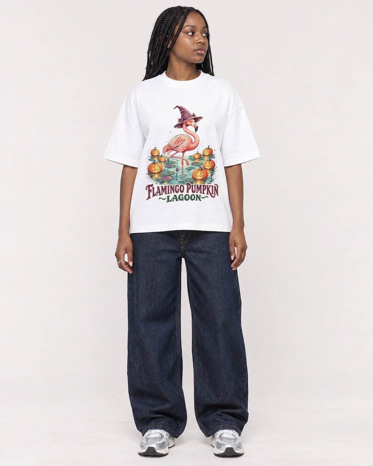 Mockup Boxy Heavyweight Tee White female full-body 04