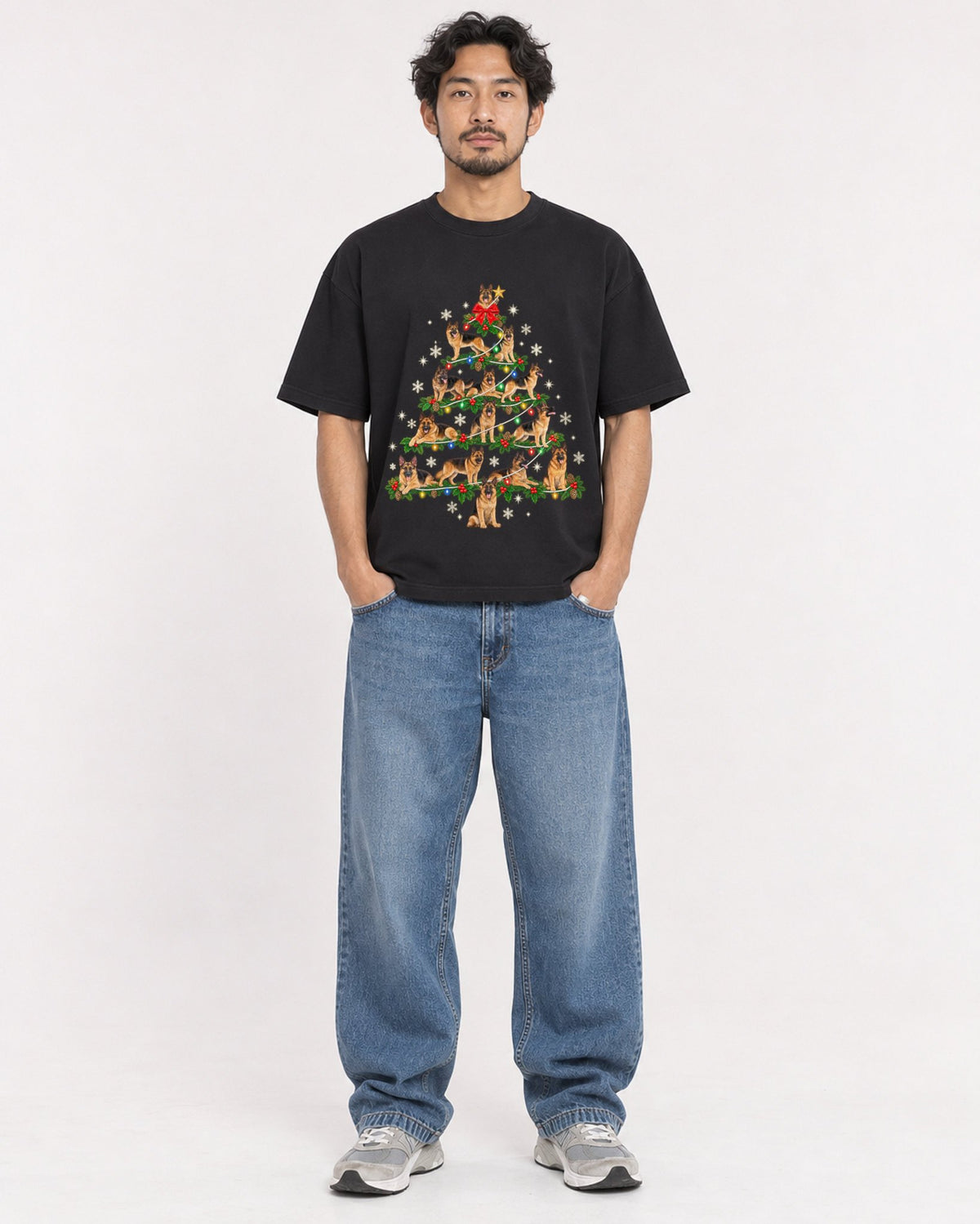 Mockup Boxy Heavyweight Tee Black male full-body 02