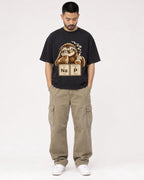 Mockup Boxy Heavyweight Tee Black male full-body 32