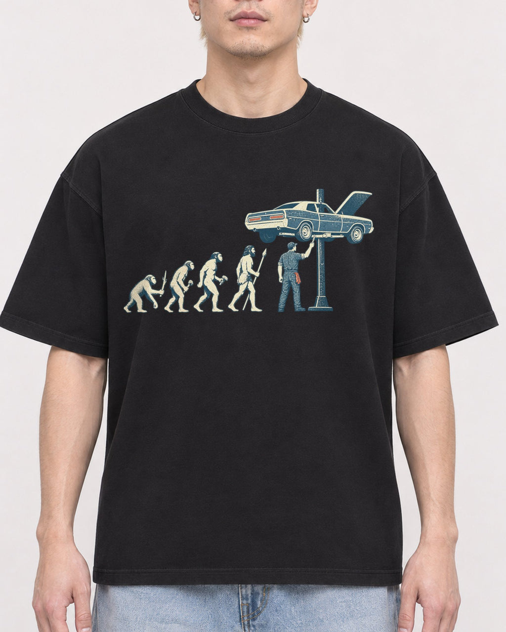 Mockup Boxy Heavyweight Tee Black male close-up 33