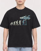 Mockup Boxy Heavyweight Tee Black male close-up 33