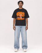 Mockup Boxy Heavyweight Tee Black male full-body 05