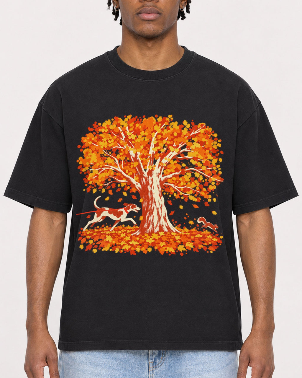 Mockup Boxy Heavyweight Tee Black male close-up 05