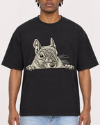 Mockup Boxy Heavyweight Tee Black male close-up 05
