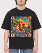 Mockup Boxy Heavyweight Tee Black male close-up 03