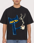 Mockup Boxy Heavyweight Tee Black male close-up 46