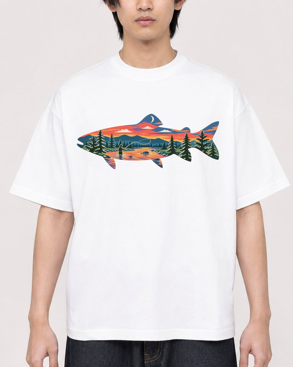 Mockup Boxy Heavyweight Tee White male close-up 11