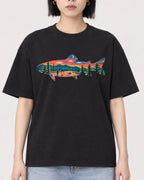 Mockup Boxy Heavyweight Tee Black female close-up 11