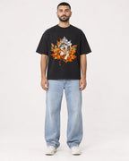 Mockup Boxy Heavyweight Tee Black male full-body 37