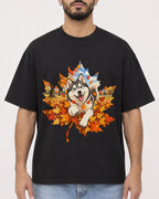 Mockup Boxy Heavyweight Tee Black male close-up 37
