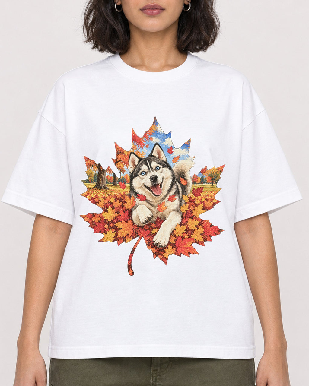 Mockup Boxy Heavyweight Tee White female close-up 37
