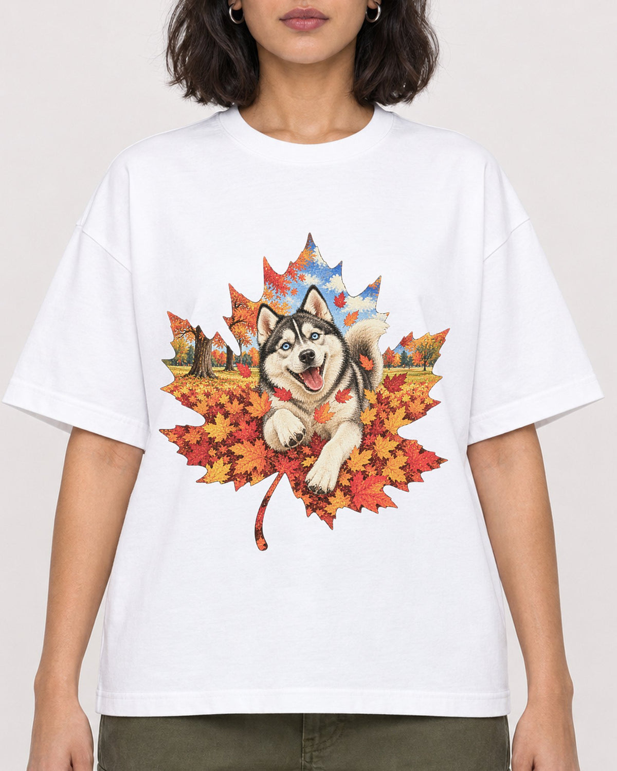 Mockup Boxy Heavyweight Tee White female close-up 37