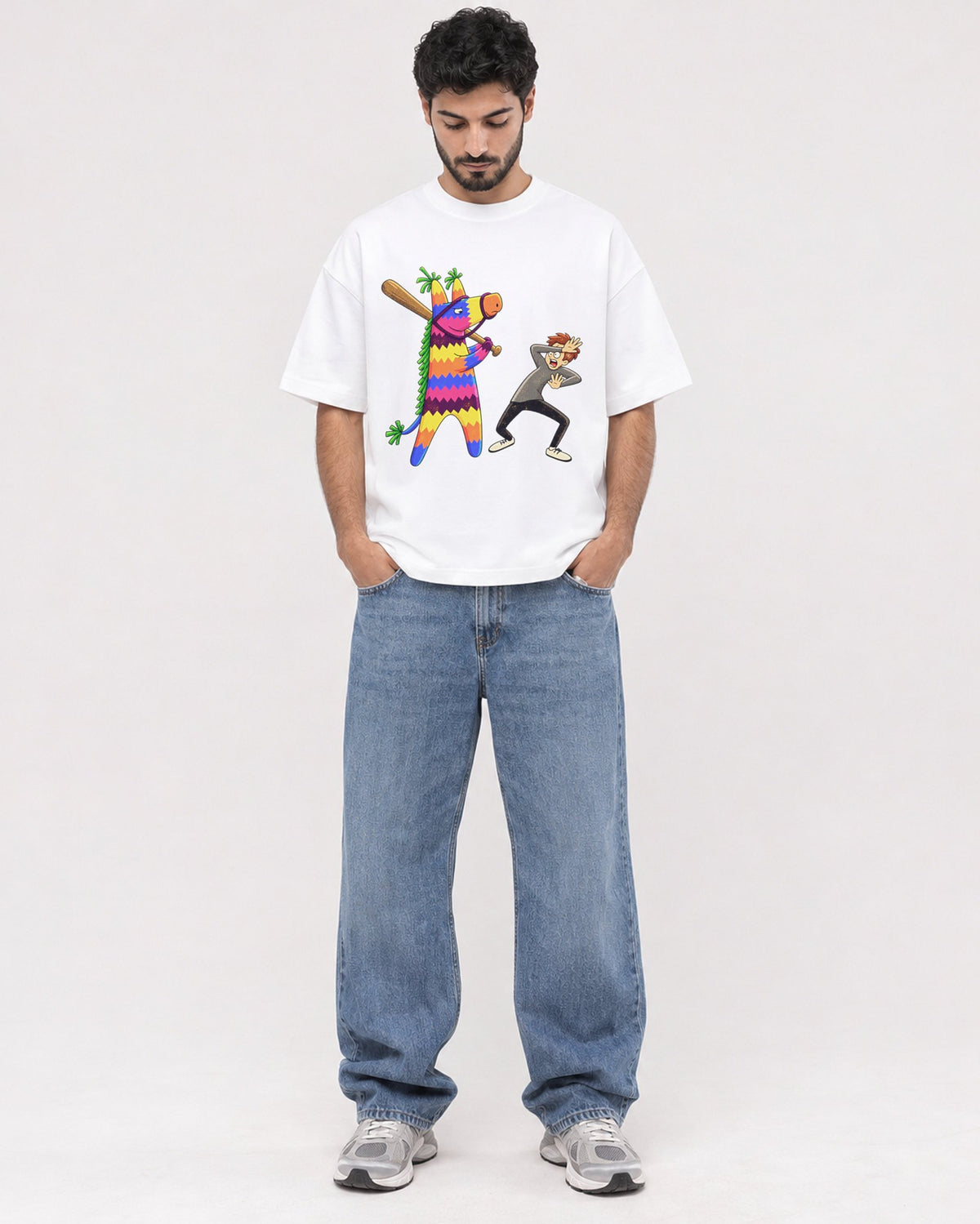 Mockup Boxy Heavyweight Tee White male full-body 07