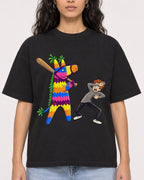Mockup Boxy Heavyweight Tee Black female close-up 07