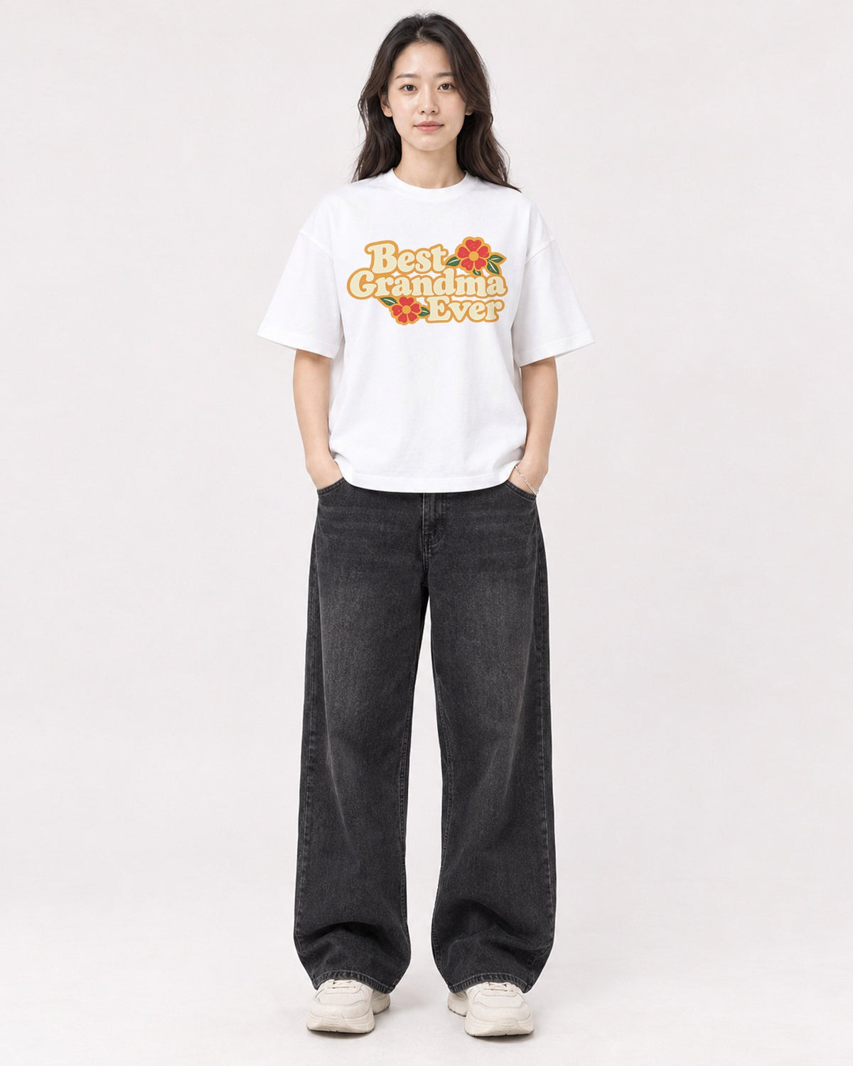 Mockup Boxy Heavyweight Tee White female full-body 03