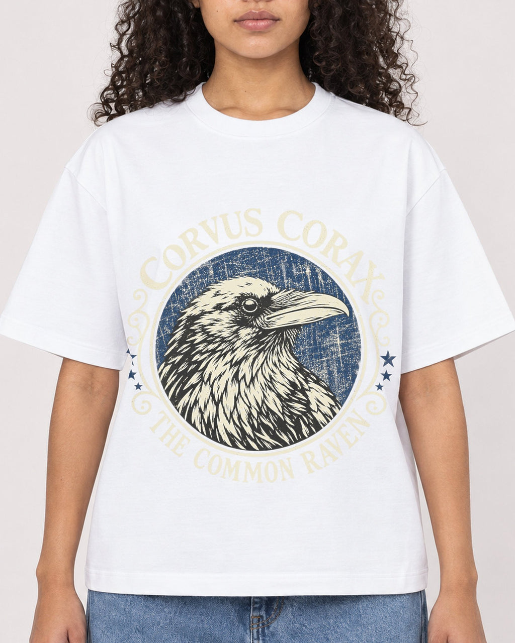 Mockup Boxy Heavyweight Tee White female close-up 10