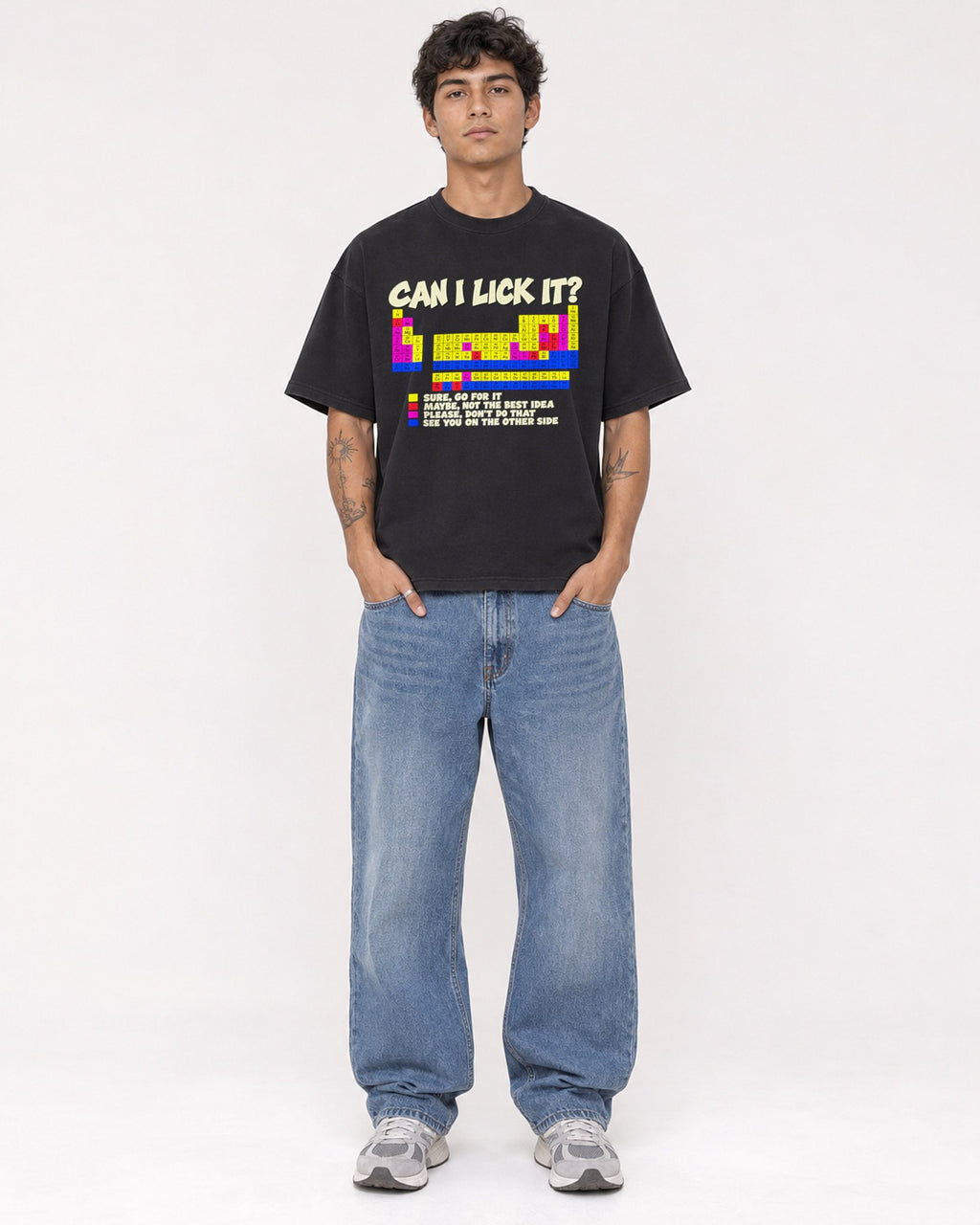 Mockup Boxy Heavyweight Tee Black male full-body 06