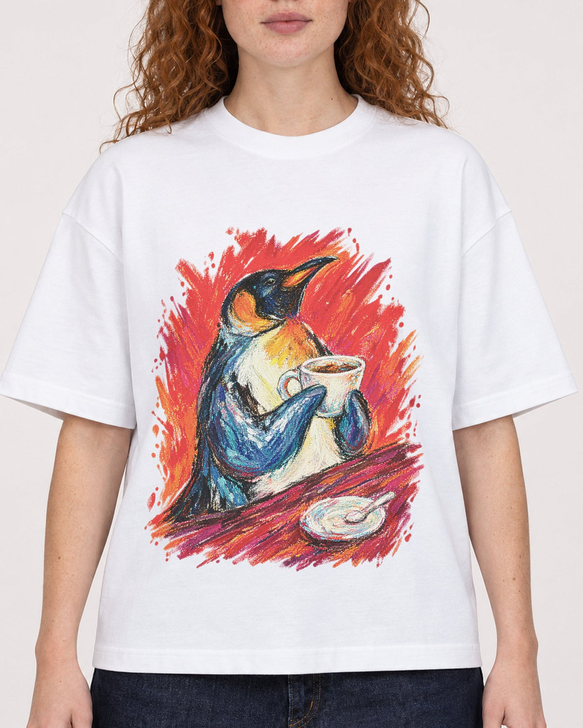 Mockup Boxy Heavyweight Tee White female close-up 09