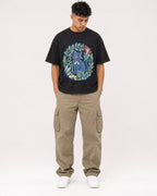 Mockup Boxy Heavyweight Tee Black male full-body 16