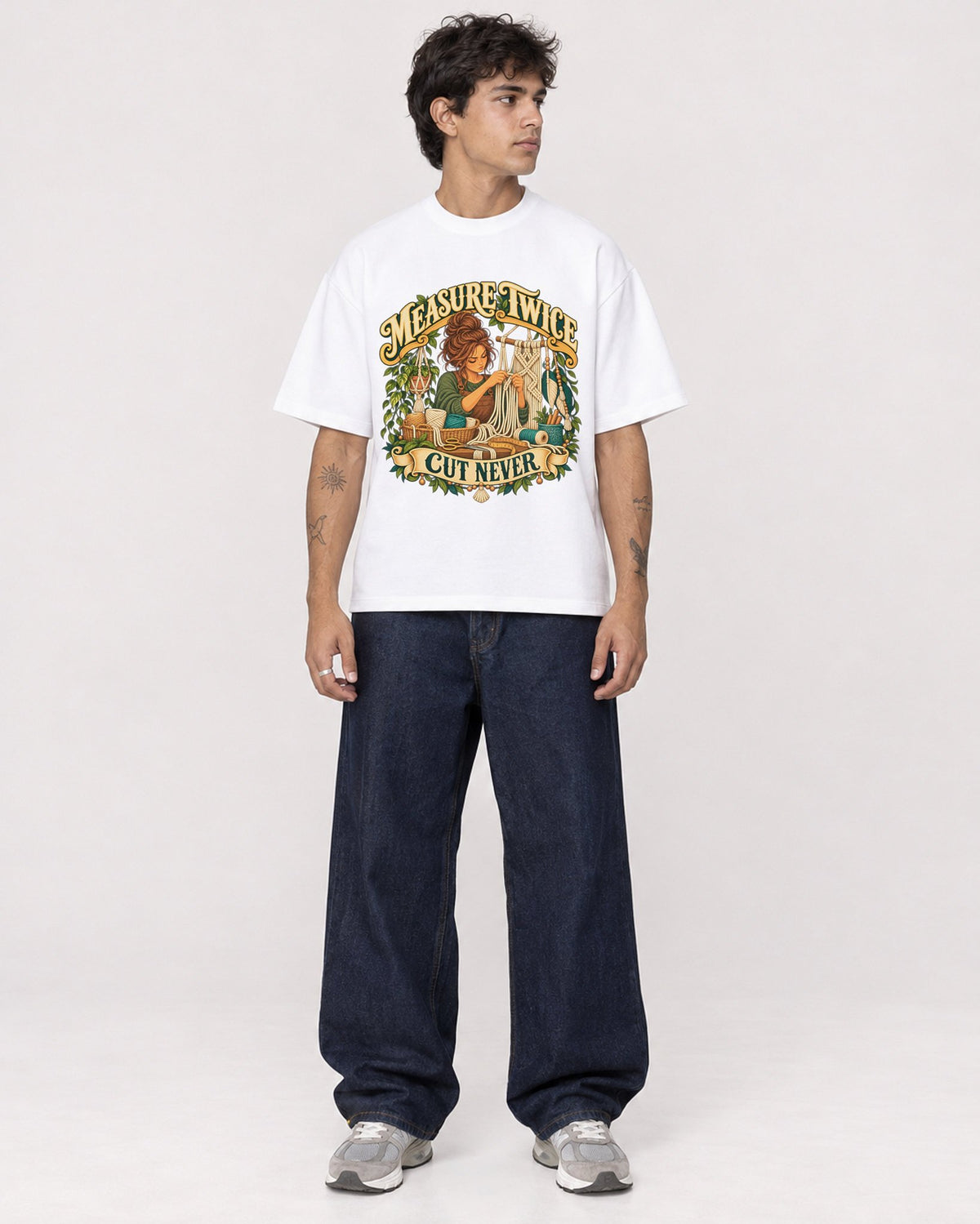 Mockup Boxy Heavyweight Tee White male full-body 06